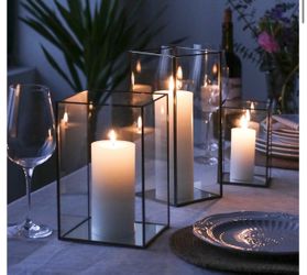 Glass and Black Metal Candle Lanterns Set of 3