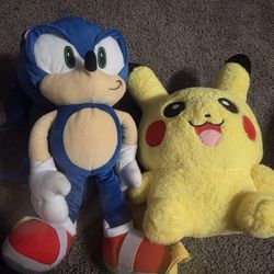 Pikachu And Sonic Plush Backpack 
