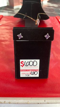 Purple Stone Earrings 14k