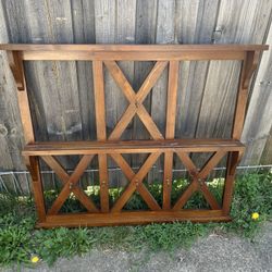 Wooden Mug Hanger With Narrow Shelves Large