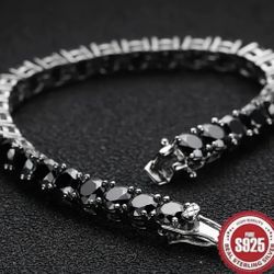 Black Tennis Bracelet (8in) 