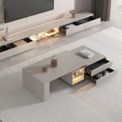 Buckwell Extendable Coffee Table with Sensor LED Lights & Storage Drawers