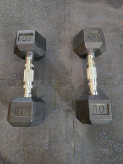 10lb Rubber Hex Dumbbells-