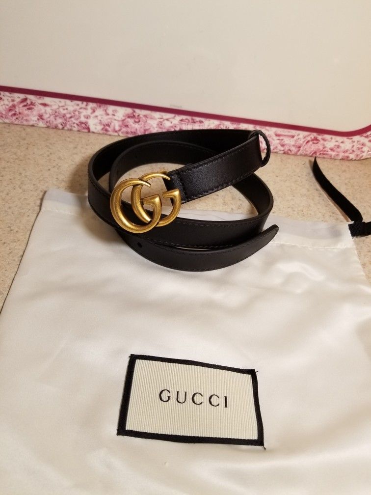 Gucci Black Skinny Belt 0.80" Authentic