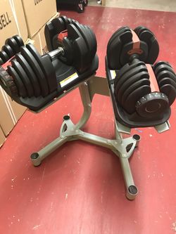 52 lb adjustable dumbell set with stand