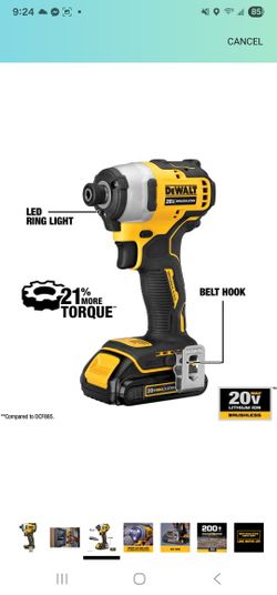 DEWALT  20V MAX* Impact Driver, Cordless, Compact, 1/4-Inch