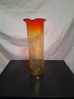 Vintage Amberina Crackle Glass Burricane Shade