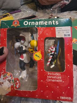 vintage Trevco Looney Tunes Sylvester and Tweety ornament set