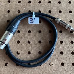 3 Feet Balanced Cable XLR female to 1/4” TRS male  