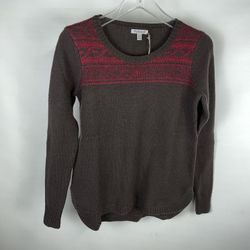 NEW TOAD&CO ALUETIA CREW BUFFALO WOMEN'S BROWN AND RED XS TELLURIDE SWEATER!