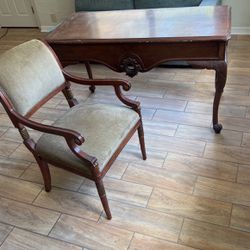Elegant Antique Writing Desk & High back Chair 