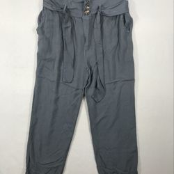 Don’t Ask Why Pants Women's One Size Gray Jogger Stretch Pockets & Belt Italy