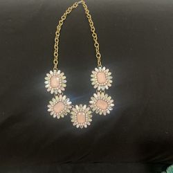 White Pearl & Pink Stone Necklace & Bracelet