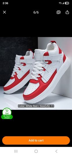 New Men's Sports Casual Shoes Red on White