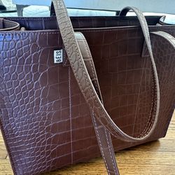 Beis Croc Embossed Large Work Tote In Maple 