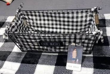 Rae Dunn "Our Masks" Bin Organizer never used Must pick up