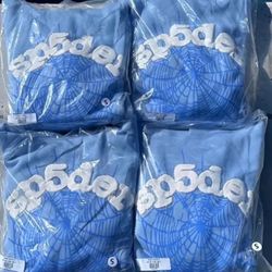Sp5der Hoodies Light Blue Size M 