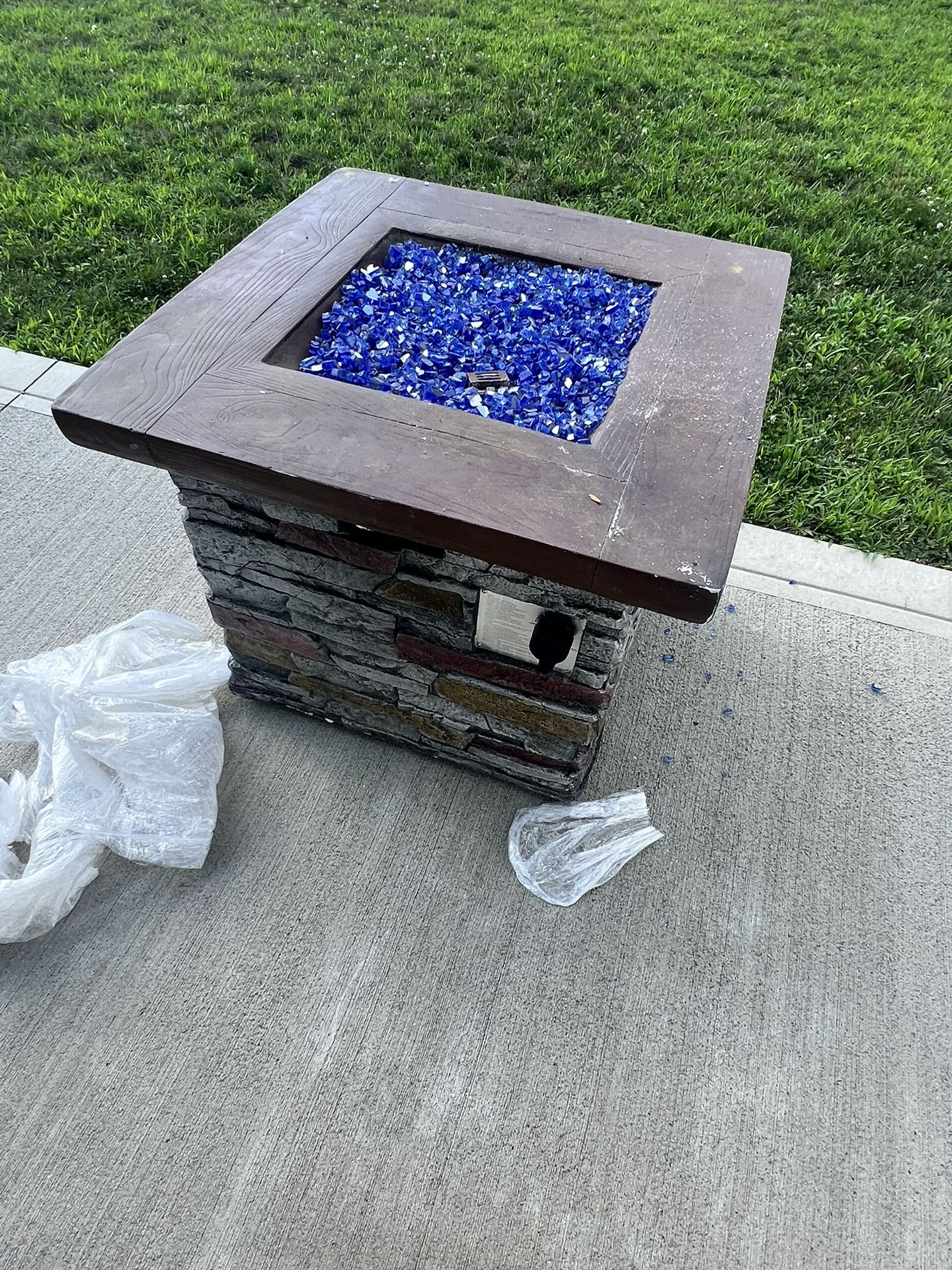 Outdoor Faux Stone Fire Pit Table Stafford