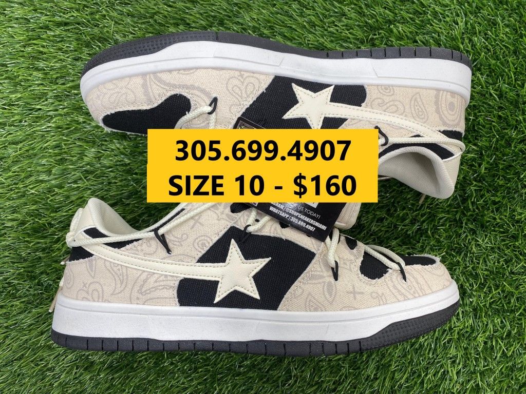 [$100] OFF WHITE BAPE DUNK LACES BEIGE WHITE BLACK NEW SNEAKERS SHOES SIZE 9.5 10 43 44 A5