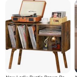 New in box (brown,oak and natural) Record Player Stand with 4 Cabinet Holds Up to 220 Albums, Large Turntable Stand with Beech Wood Legs, Mid-Century 