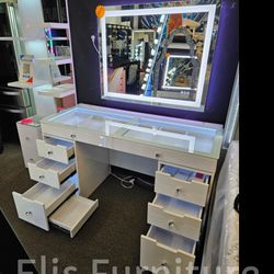 Super Deal Brand New Vanity 8 Drawers W/ LED LIGHT & HOLLYWOOD MIRROR $899