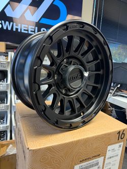 Set of 4 KMC KM542 Impact 16x8 Satin Black Wheels 5x150 +0mm Toyota Land Cruiser