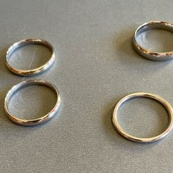 3 Steel Rings/bands & 1 Sterling Silver Ring/band - Individually Priced