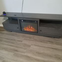 Dark Gray Electric TV Stand Fire Place