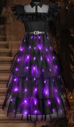 LED Light Up Wednesday Addams Cosplay Costume