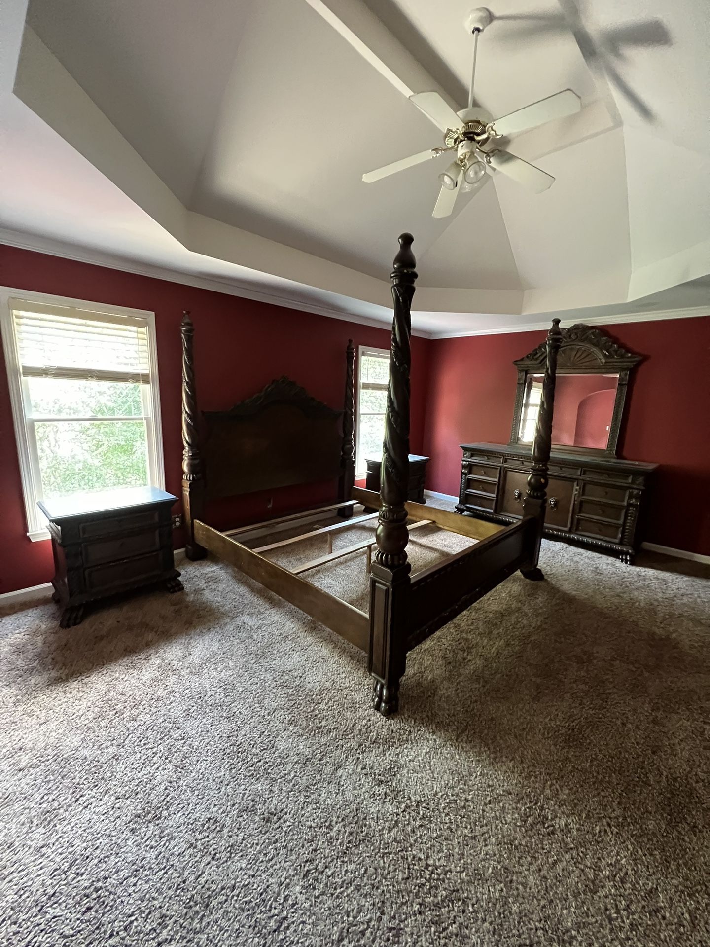 King Size Bedroom Set All Wood with Solid Granite Top