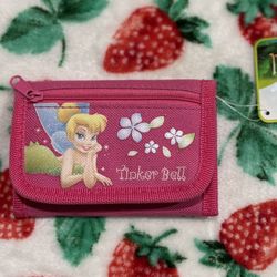 Disney Tinker Bell authentic licensed pink trifold canvas wallet