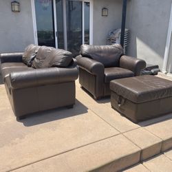 Full Leather Couch, Chair, Ottoman - Great Condition.  