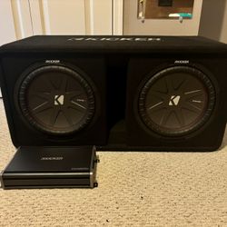 Kicker CompR Dual 12" Subwoofer in Vented Enclosure + Kicker CXA1200.1 1200 Watt Amplifier
