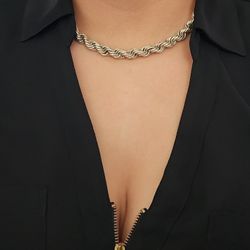 Choker Silver Rope Chain 