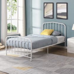 BRAND NEW Metal Bed Frame, White Platform Bed Frame, Twin Or Queen Available Now 