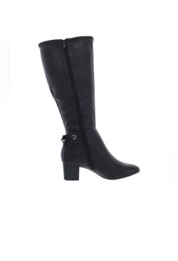Wide Calf  Black Boots Chunky Heel 
