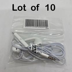 Lot of  10 White Wired Headphone Earbuds