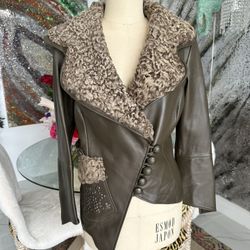 Taylor Made Genuine Fur Leather Jacket Size S