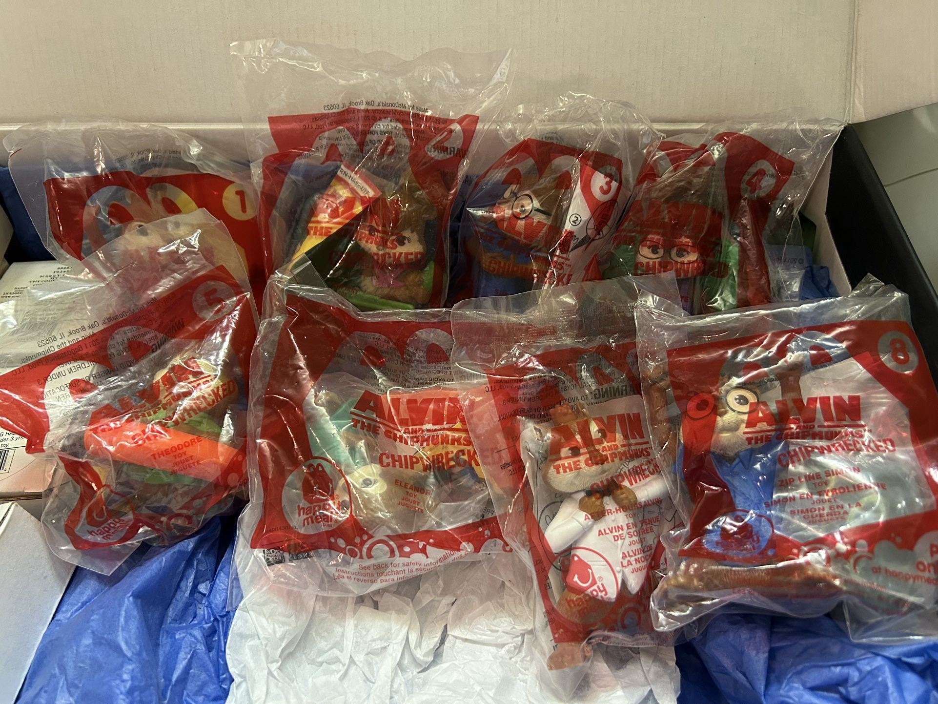 2010 McDonald’s Chipmuchs Chipwrecked Happy Meal Toys Lot Of 8