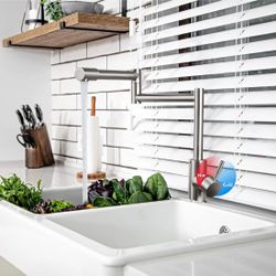 Cinwiny Deck Mount Pot Filler Faucet Hot and Cold Water Single Handle Countertop Double Joints 360° K12 N $40