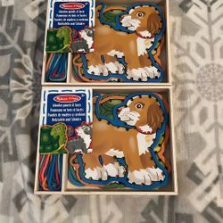 Melissa & Doug Lace & Trace Pets wooden lacing toy set. 