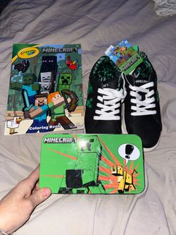 Minecraft Gift Bundle – Shoes, Coloring Book & Tin