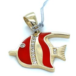 14Kt Yellow Gold CZ Fish Pendant 3.30g 200545/20