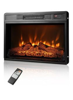 ❤️ R4) 23-inch Electric Fireplace Heater - Wall Mounted & Recessed Fire Place w/3 Adjustable Flame Brightness, 6H Timer