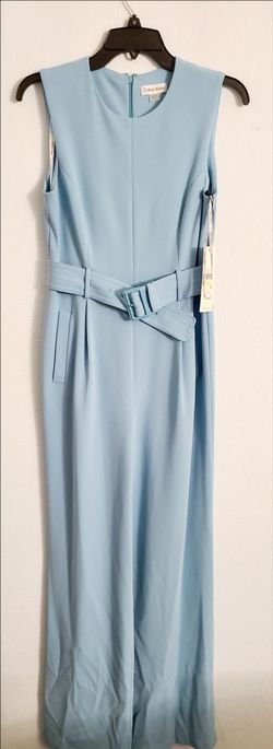 Calvin Klein Light Blue Belted Jumpsuit
