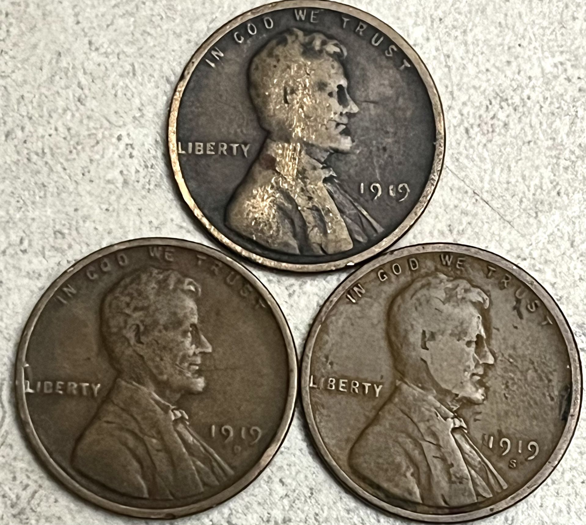 1919-P, D, S Lincoln Wheat Cents