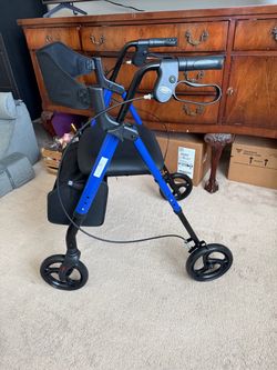 VOCIC Z21 Rollator Walker for Seniors with Seat, 8" All Terrain, 350 LBS Lightweight Foldable & Dual Height Adjustable for Seniors, Ergonomic Arc Seat