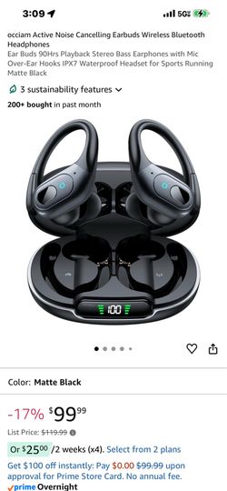 Active Noise Cancelling Earbuds Wireless Bluetooth Headphones
