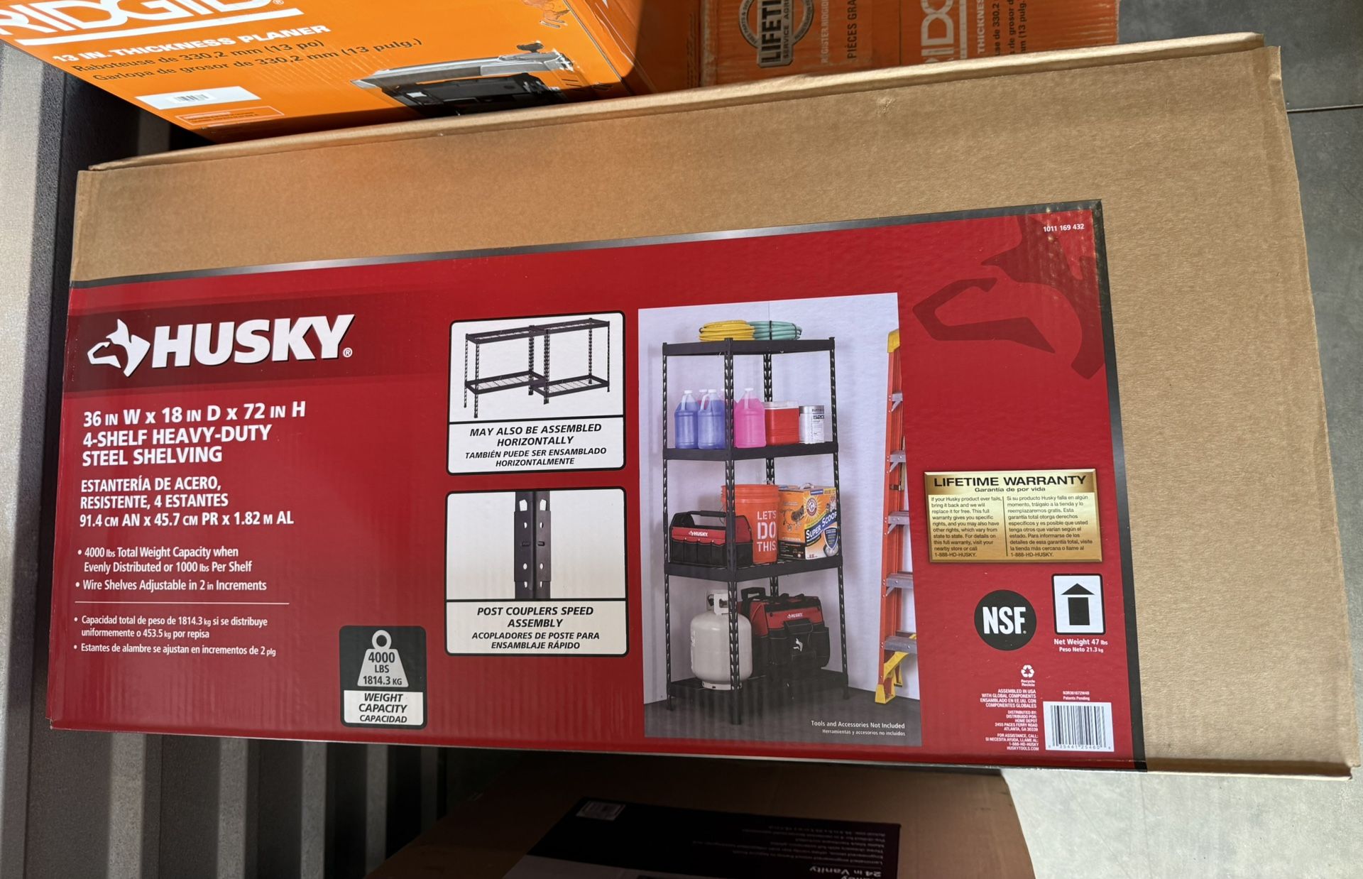 Husky 4-Shelf Metal Heavy-Duty Adjustable Garage Storage Shelving Unit in Black (36 in. W x 72 in. H x 18 in. D)