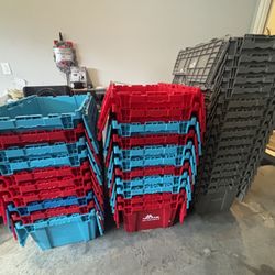 Storage Totes Moving Bins with Attached Lid